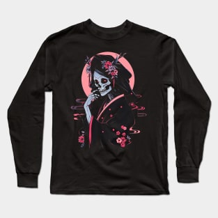 Geisha | Grim Reaper Geisha Skull | Cool Retro Japanese Aesthetic Long Sleeve T-Shirt